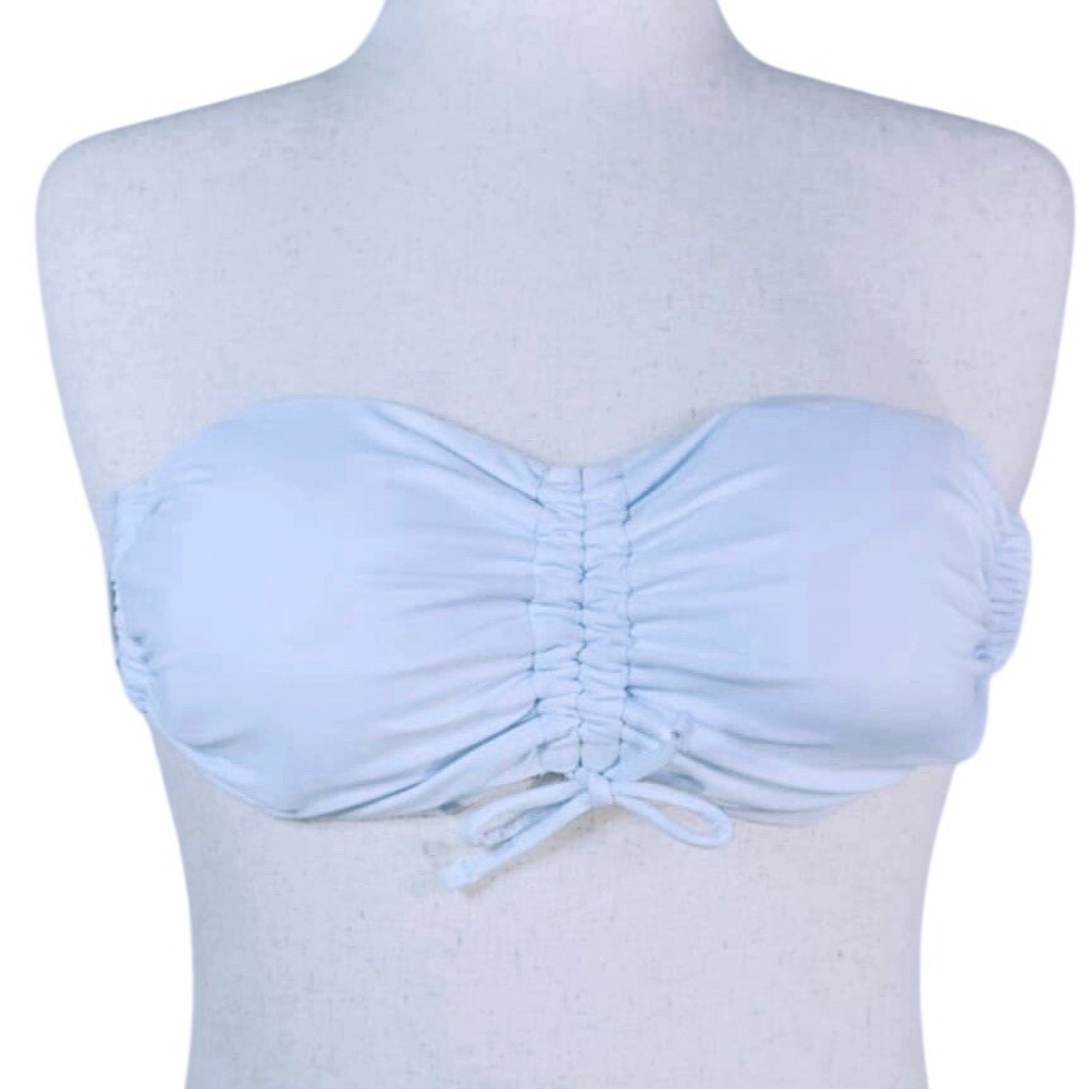 Aerie Bandeau Tie Front Bikini Top Powder Blue Size Large